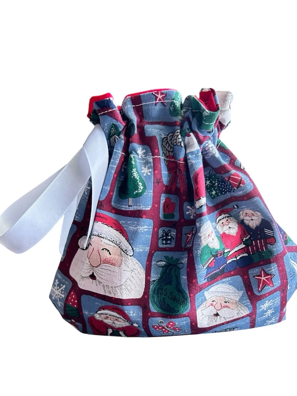 Hand Crafted Colorful Festive Christmas Themed Eco Friendly Reusable Gift Bag